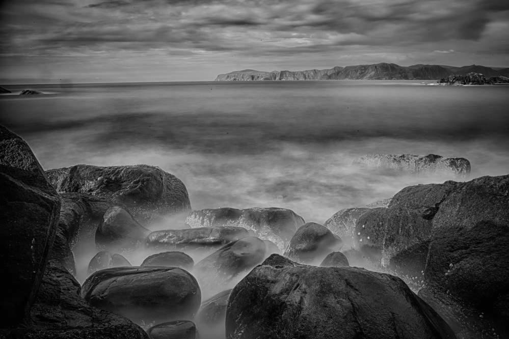 Waves in the rocks. HDR photo using ND filter to make very long exposures possible. Photo: John Einar Sandvand